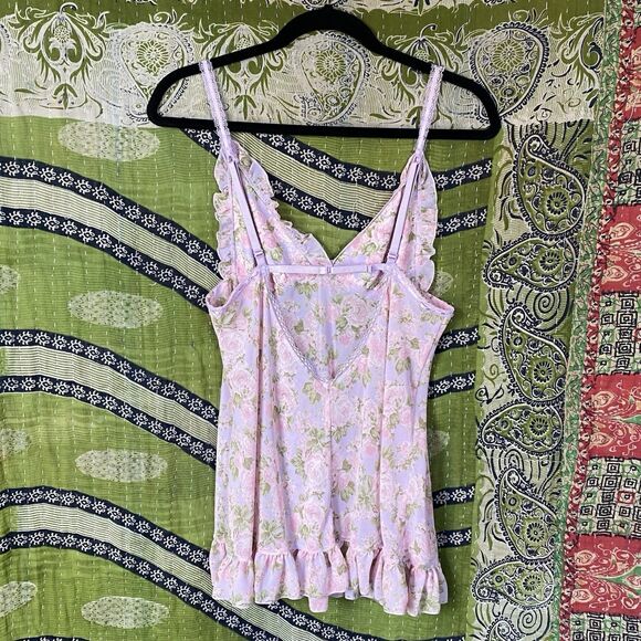 RARE Y2K Victoria's Secret Purple Floral Chiffon Babydoll Mini Dress Size Medium - Picture 10 of 16